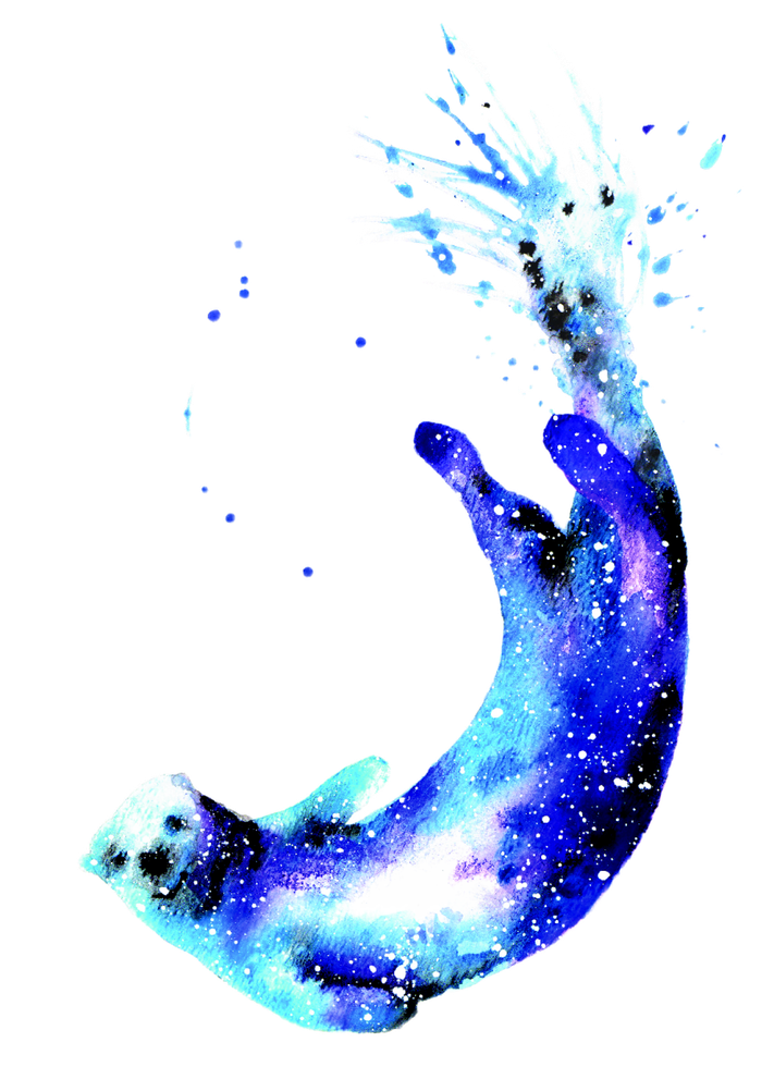Otter watercolor illustration